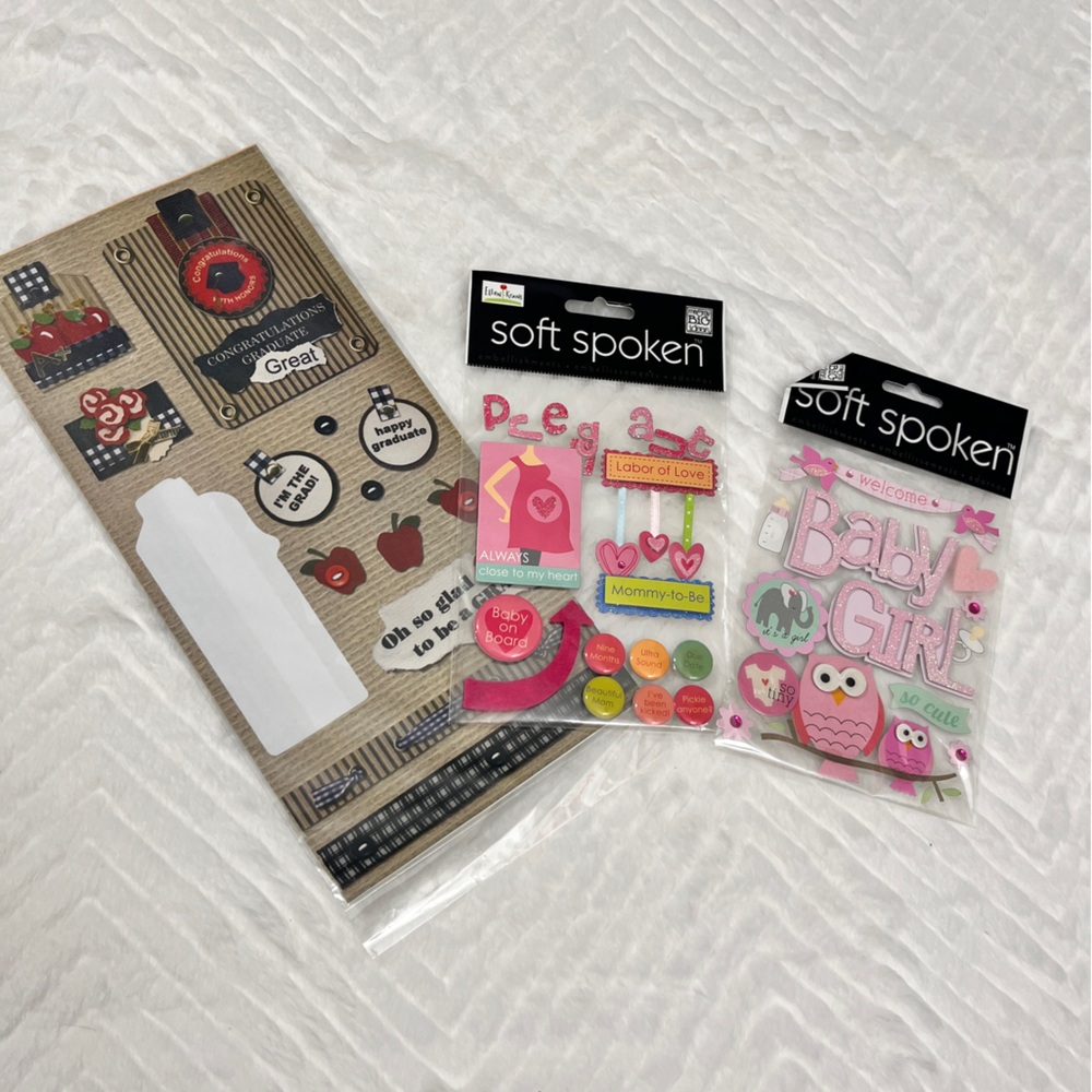 Soft Spoken Scrapbook‎ Stickers Set Pregnancy Baby Girl